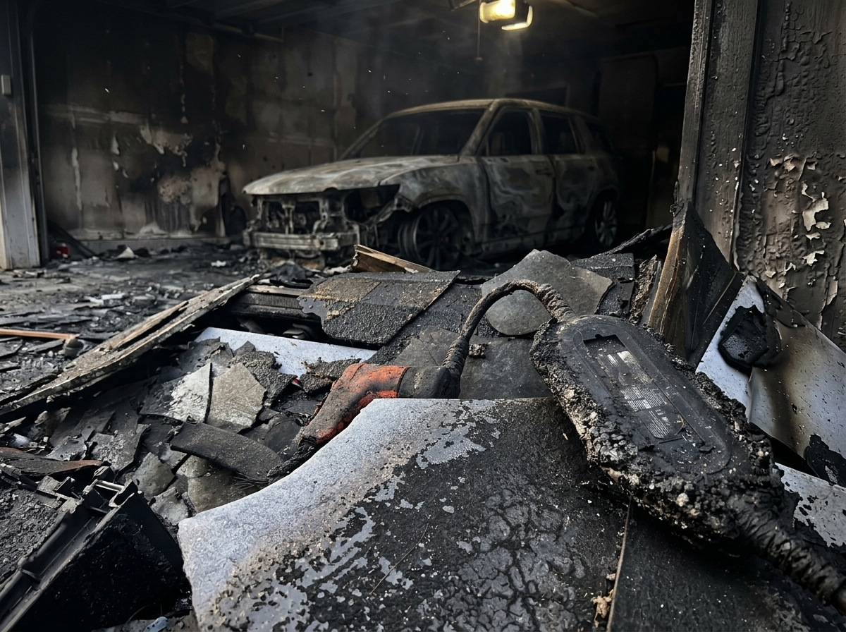 Extensão elétrica causa incêndio e destrói SUV elétrico zero-quilômetro durante recarga em casa