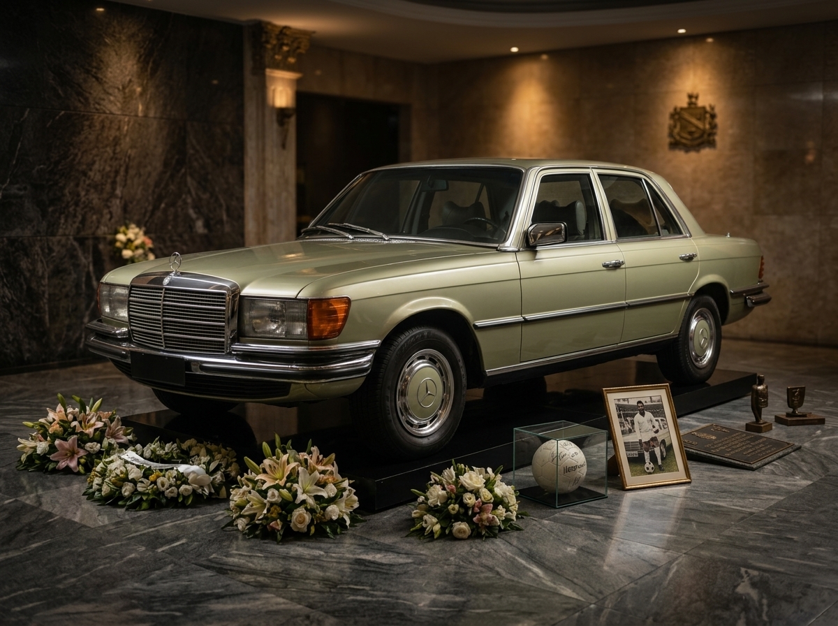 Mercedes que pertenceu a Pelé está exposta no mausoléu do Rei e guarda histórias raras