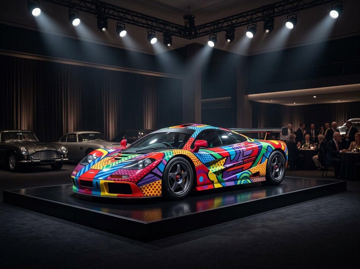 McLaren F1 GTR de 1996 com pintura Pop Art vai a leilão por R$ 194 milhões