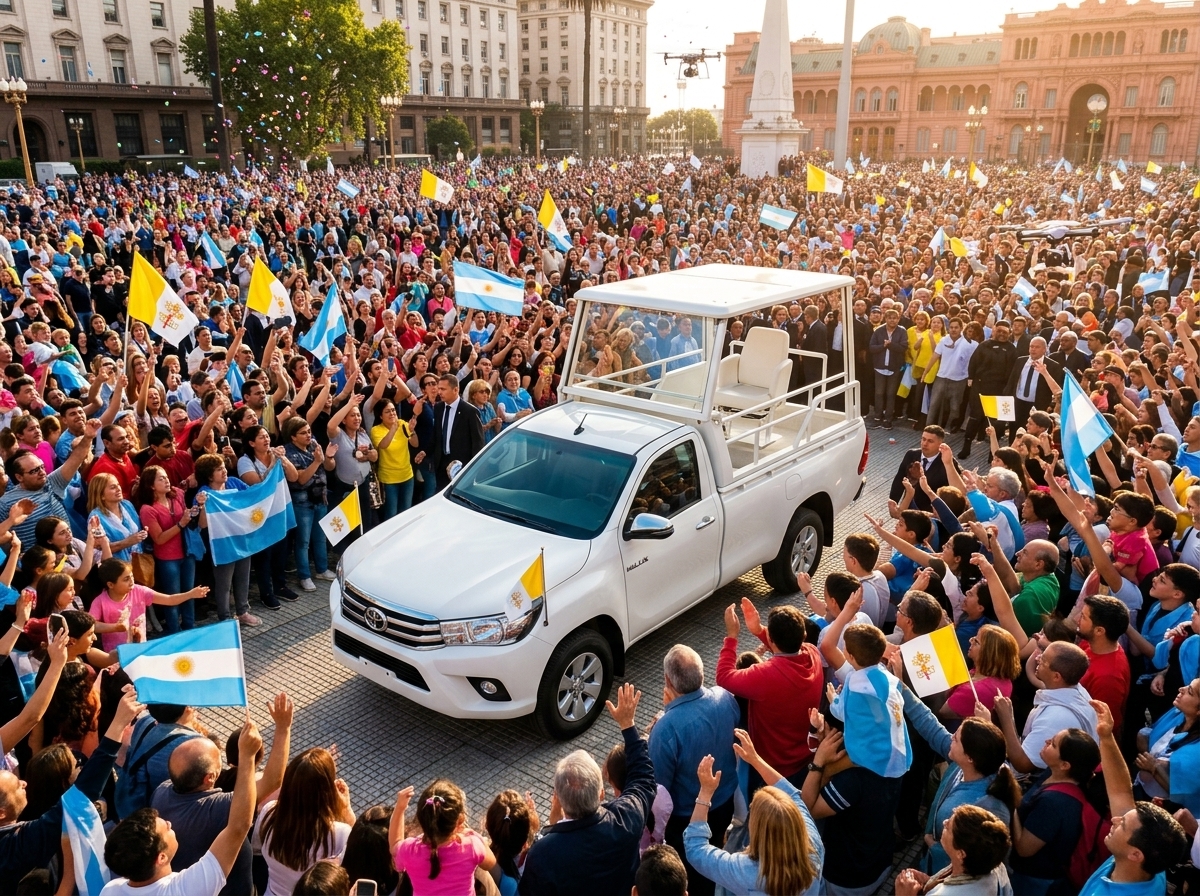 Toyota Hilux vira papamóvel duplo para receber Papa Leão XIV na Argentina