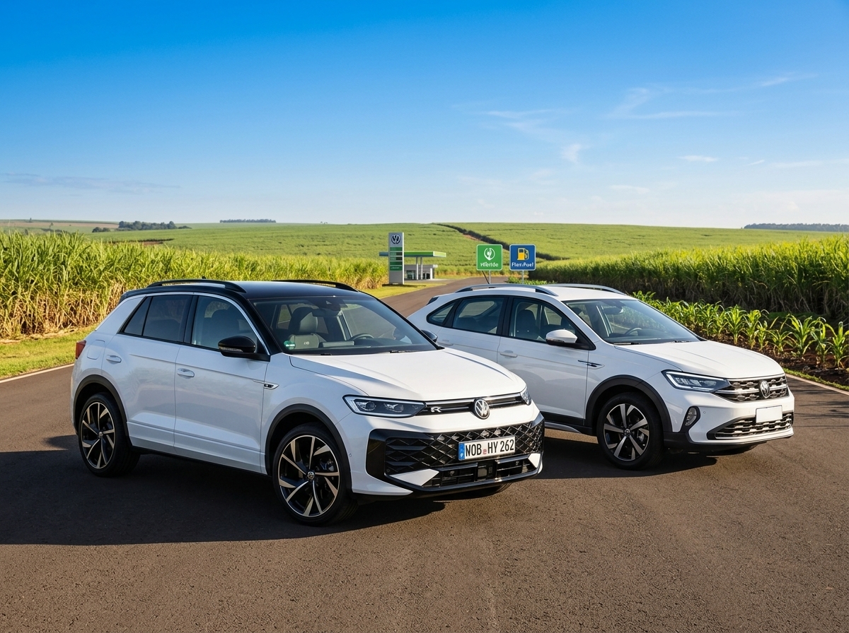 Volkswagen prepara T-Roc e Taos híbridos flex com câmbio de marcha única para o Brasil