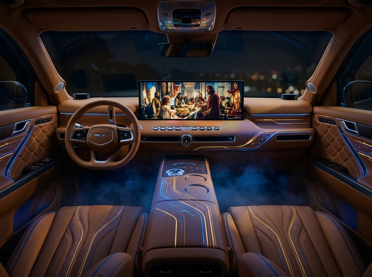 Genesis esconde tela no painel e expande área de imagem em 70% quando o carro para