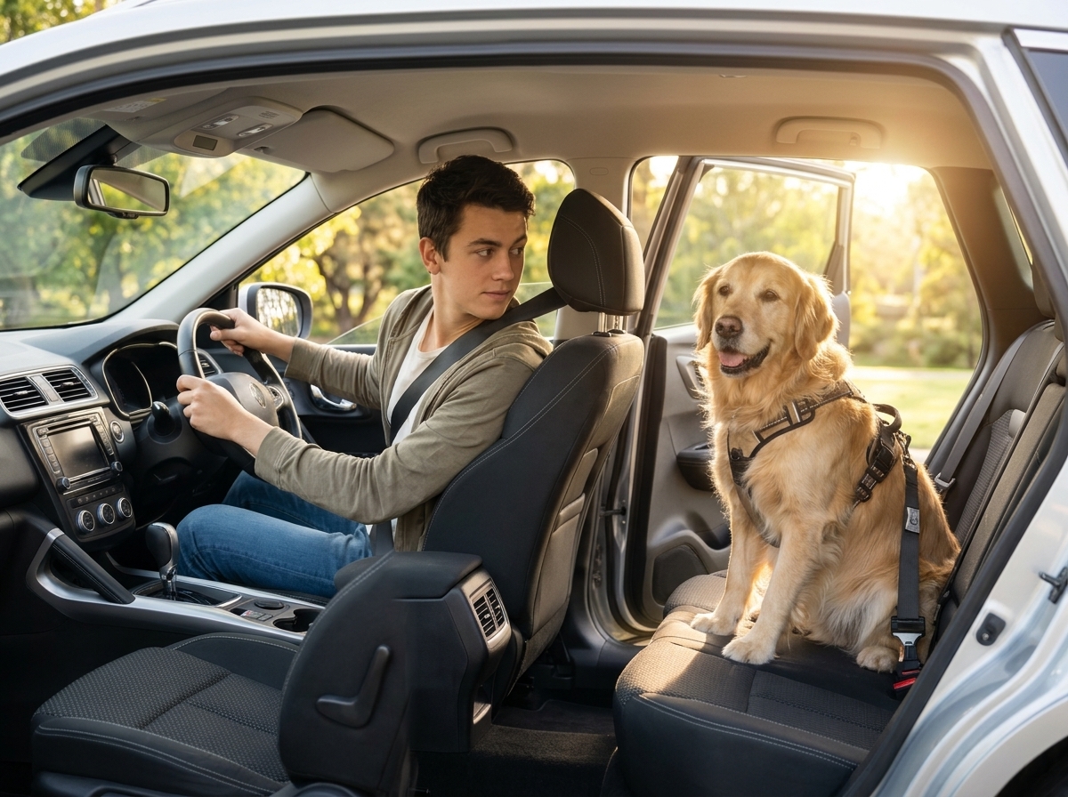 Cachorro no colo do motorista gera multa de R$ 130 e 4 pontos na CNH