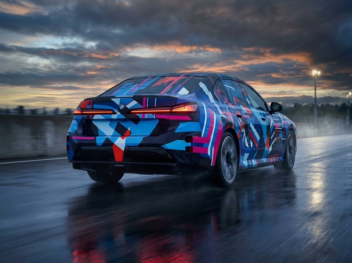 BMW revela imagens do M3 elétrico camuflado com visual próximo do modelo de produção