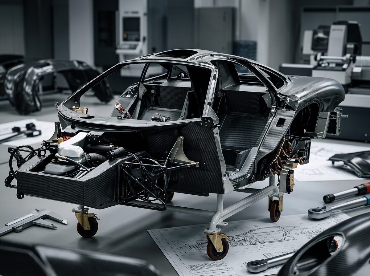 Qual foi o primeiro carro de série com monocoque de fibra de carbono?