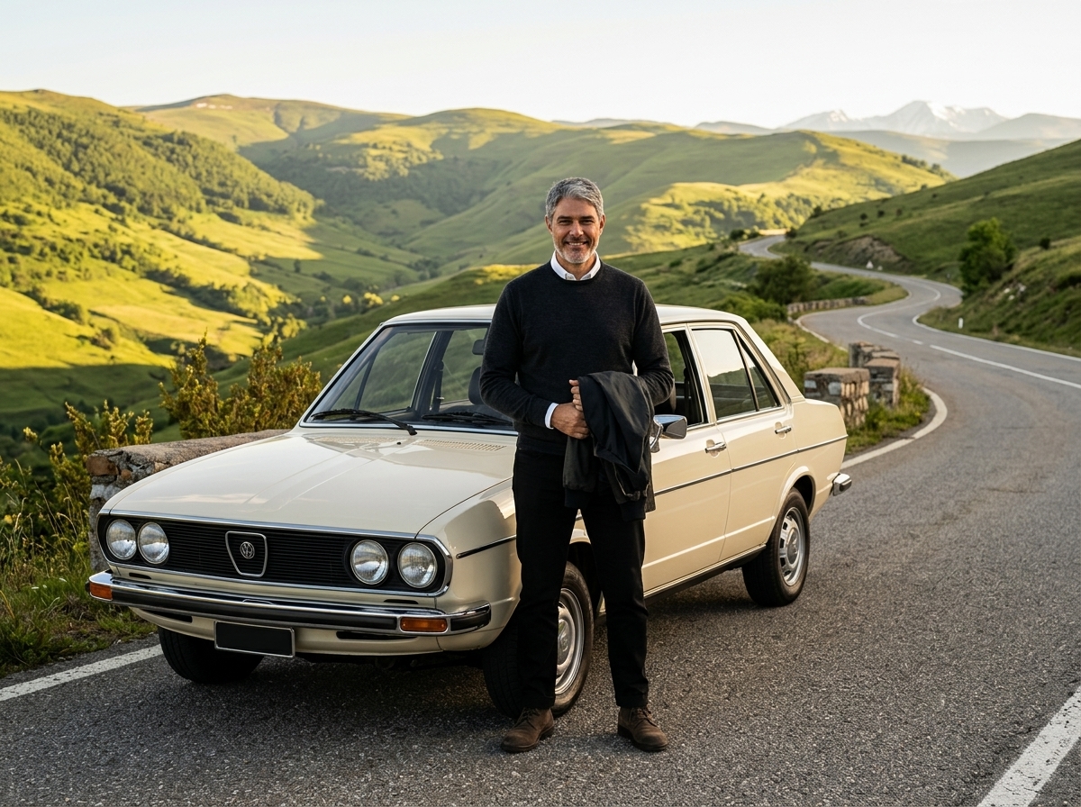 William Bonner aproveita aposentadoria rodando com coleção de carros antigos na serra