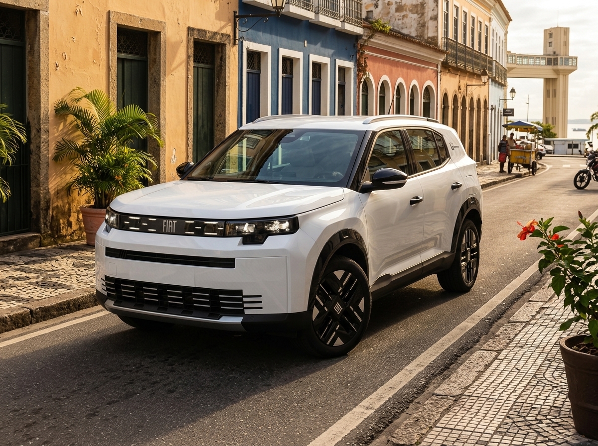 Fiat flagrado sem camuflagem revela novo SUV de linhas retas com indícios de sete lugares