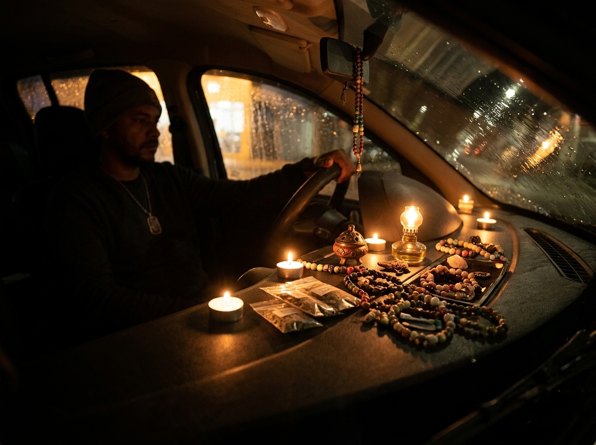 Motoristas de app oferecem despachos e rituais religiosos durante corridas