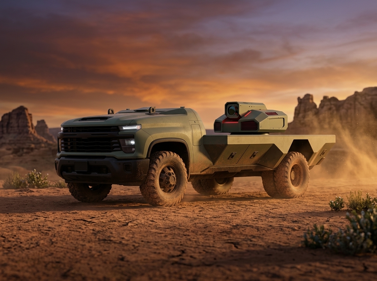 GM Defense transforma Silverado 3500HD em picape autônoma sem cabine para o Exército dos EUA