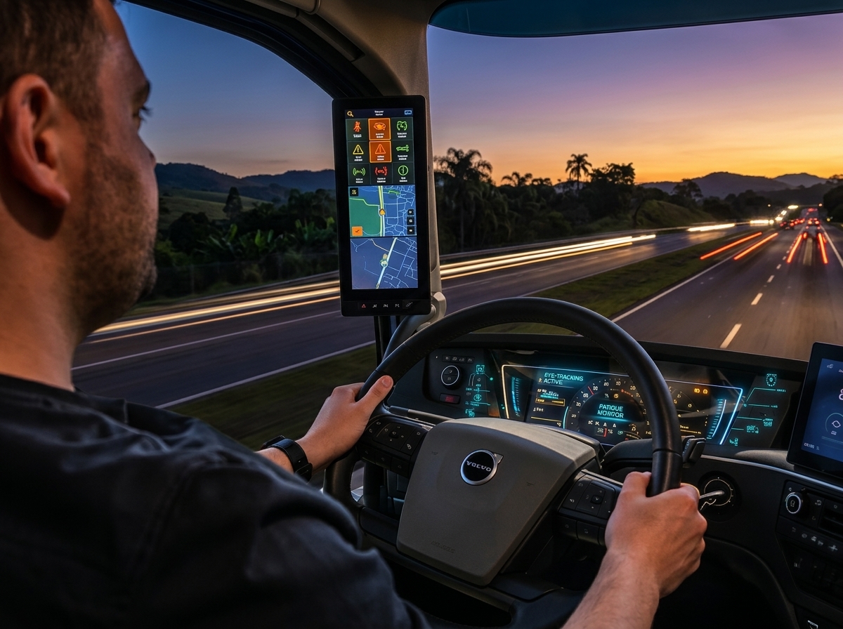 Volvo apresenta caminhões com tecnologia que para o veículo sozinho se o motorista dormir