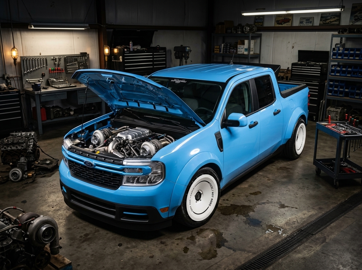 Ford Maverick recebe motor V8 Coyote 5.0 preparado para dois turbos em projeto de preparação