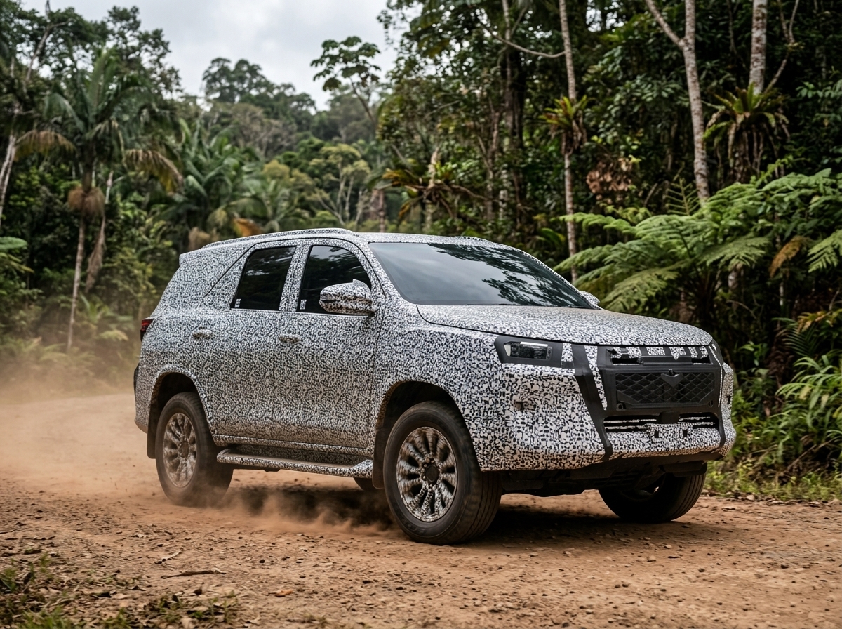 Toyota SW4 flagrado camuflado na Tailândia com design mais quadrado e robusto