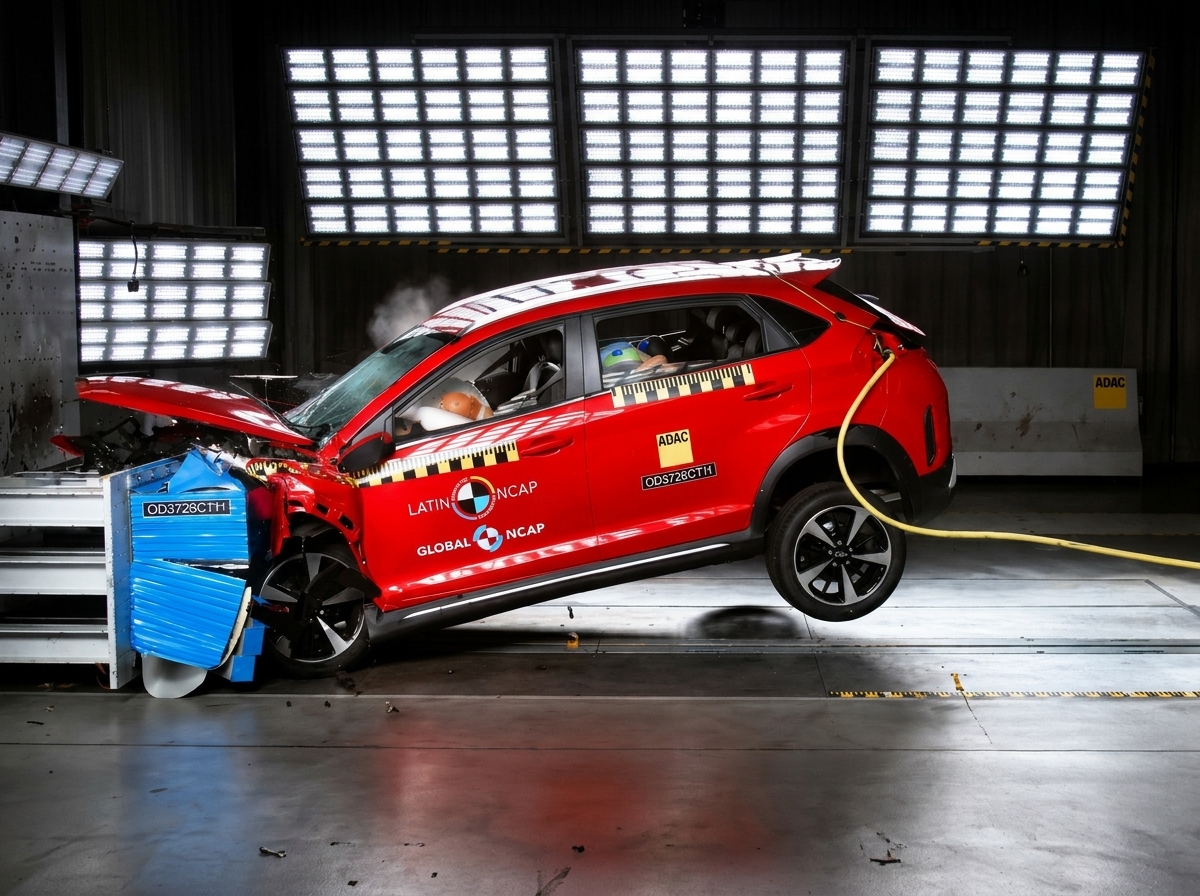 Chery Tiggo 2 zera no Latin NCAP e apresenta risco de incêndio nos testes