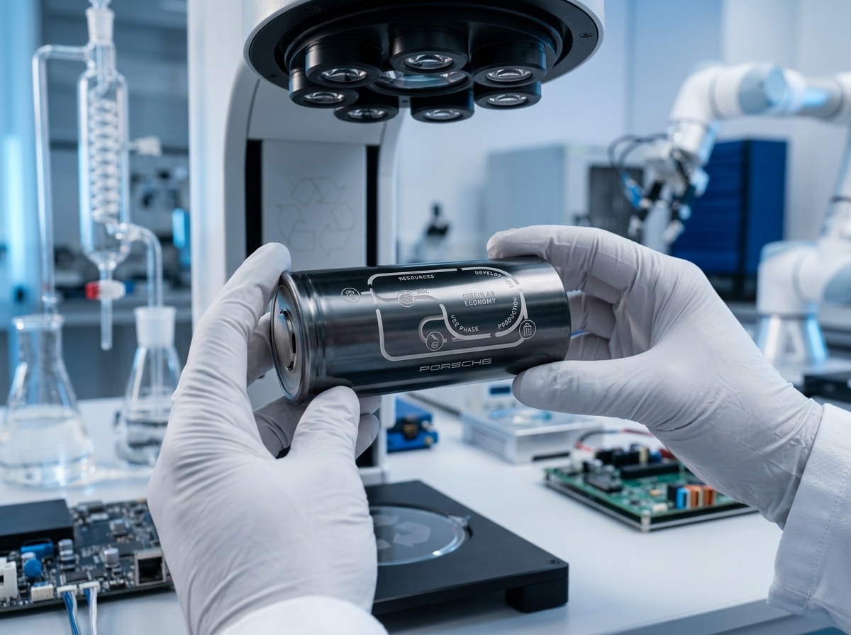 Porsche produz bateria com cátodo 100% reciclado e mira produção em série a partir de 2028