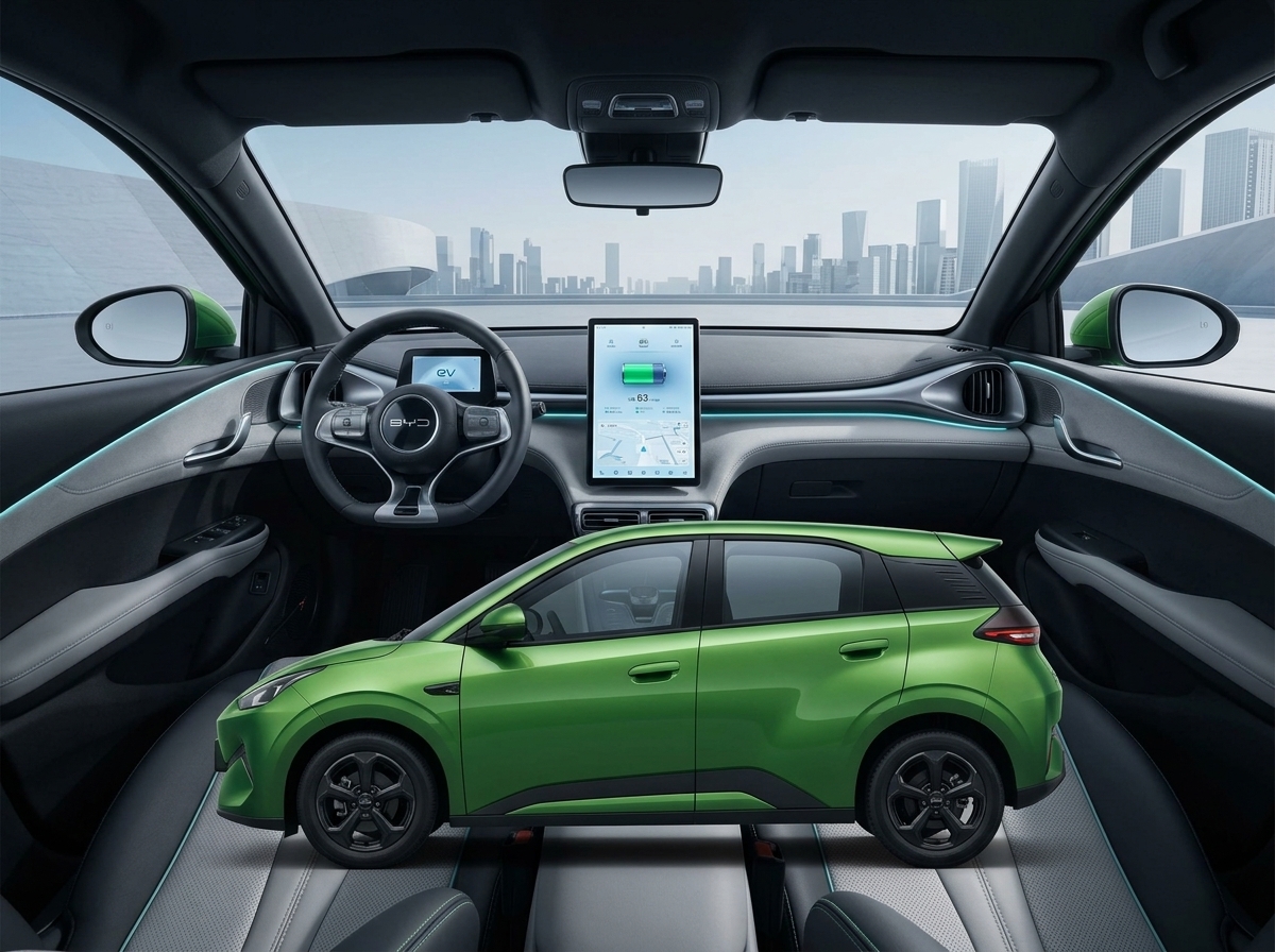 BYD Dolphin Mini de segunda geração abandona painel de instrumentos e adota tela central única