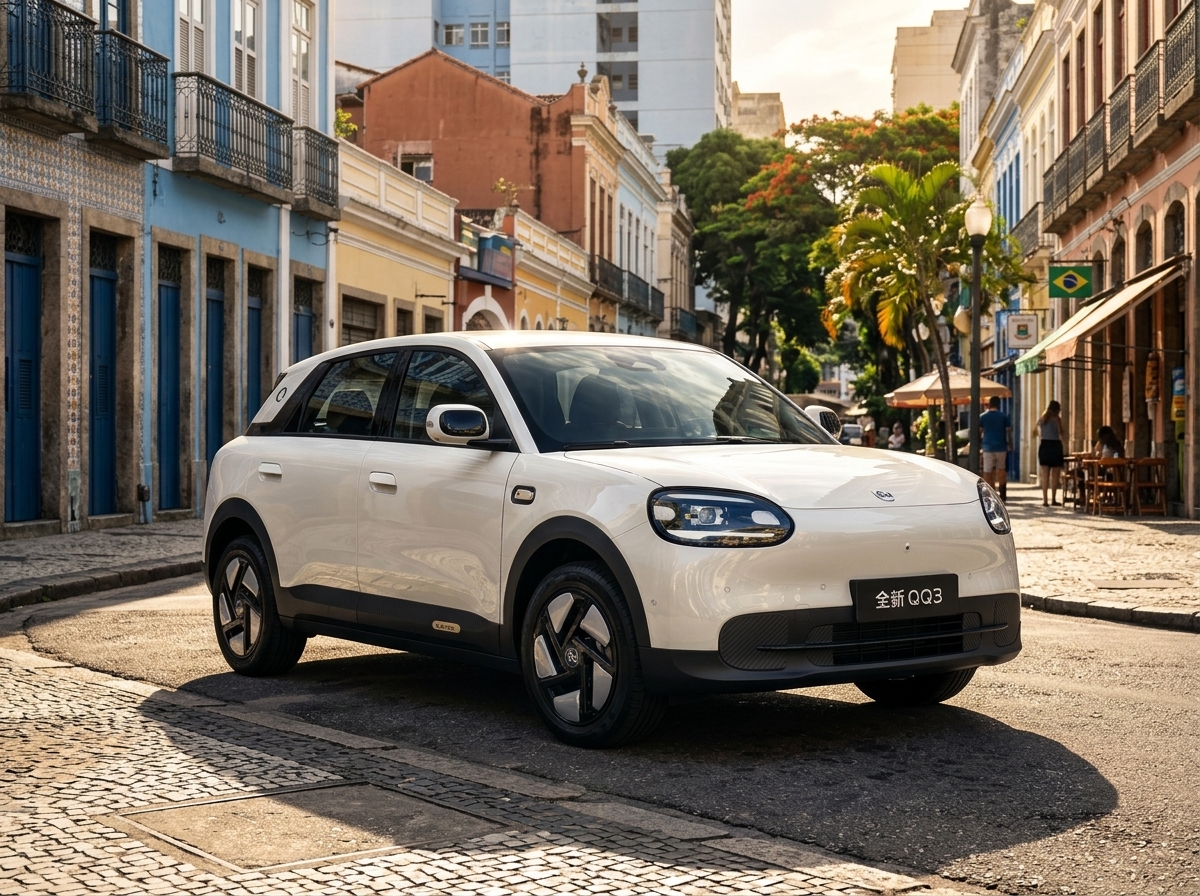 Sucessor elétrico do Chery QQ chega ao Brasil em 2027 pela Omoda com tela de 15,6 polegadas