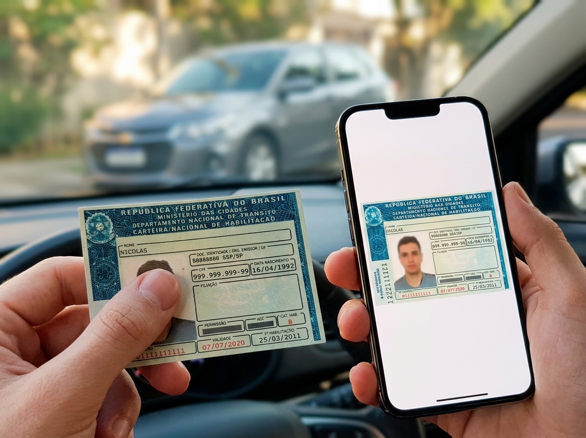 CNH digital no celular tem o mesmo valor da física, mas foto na galeria não vale
