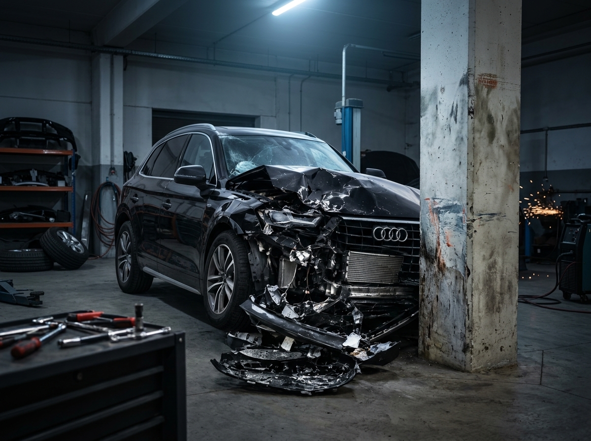 Deixou o Audi Q5 na oficina por dois vazamentos e o carro voltou com dano em concreto